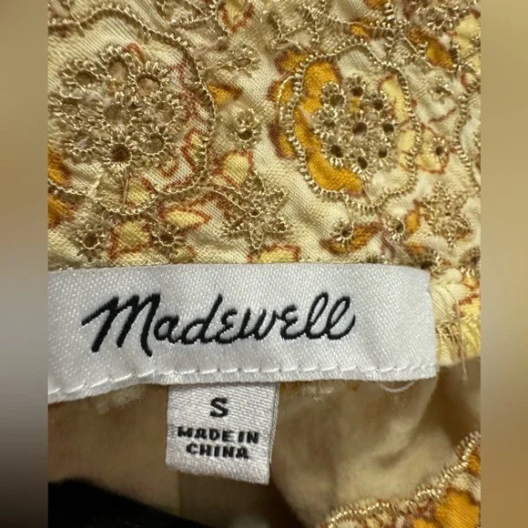 Madewell women’s cottage core 100% cotton summer floral mini dress small yellow - Picture 3 of 5